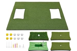 Vocpy 3-in-1 Golf Hitting Mat, 5×4ft Golf Mat with 3 Interchangeable Inserts, Professional Golf Matt Anti-Slip Bottom for Optimal Practice, Artificial Turf Golf Hitting Mat for Indoor/Outdoor