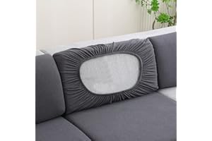 Qelus Sofa Sitzkissenbezug für Rückenkissen Wasserdicht Elastische Sofabezug, Jacquard Sofahusse Stretch Couchbezug, Sofasitzbezug überzug, L Form Ecksofa Sitzkissen(Rückenkissen, Grau)