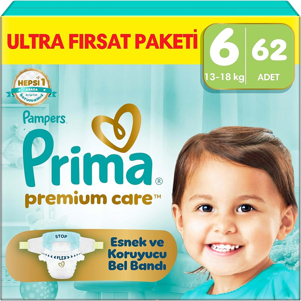 Prima Bebek Bezi Premium Care 6 Numara 62 Adet Ultra Fırsat Paketi