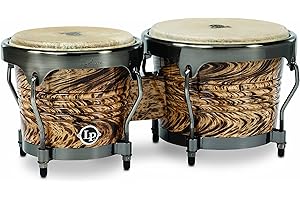 LP Latin Percussion Aspire Accent Bongo 6,75" und 8", Siamesische Eiche/Naturfell, Finish: Havana Café/Brushed Nickel, LPA601-HC
