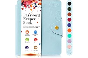 BLESWIN Carnet Mot de Passe Alphabetique, Elégant Livre de Mots de Passe en Cuir PU, Petit Carnet de Mots de Passe de Poche, Carnet D'adresses et de mots de Passe pour la Maison et le Bureau, Bleu Clair