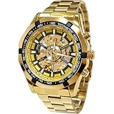 GuTe Classic X Dial Skeleton Automatic Mechanical Wrist Watch Gold Black Luminous Hands