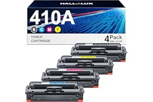 HALLOLUX 410A Compatible Toner Cartridges Replacement for HP CF410A 410X CF410X for Color LaserJet Pro M477fdw M477fnw M477fdn M452nw M377dw M452dn M452dw M477dw (Black Cyan Magenta Yellow, 4-Pack)