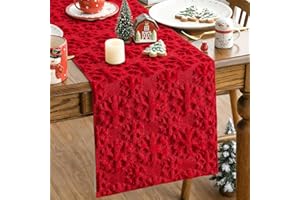 JOTOM - Runner da tavola di Natale, nastro da tavolo in pile per cucina e sala da pranzo, decorazione per feste, soggiorno, sala da pranzo, giardino, interno ed esterno, tovaglia natalizia con fiocchi