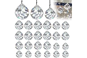 Set med 24 stycken hängande kristallsolfångare, 20 mm, 24 mm, 29 mm
