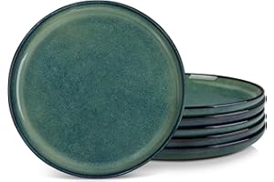 vancasso Série STARRY Lot de 6 Assiettes Plates en Grès 26 cm - Va au Micro-Ondes, Four et Lave-Vaisselle - Vert Émaillé, Design Élégant et Résistant