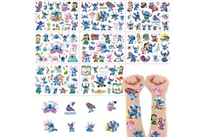 ‎HUANMIN Stit-ch Temporäre Tattoos für Kinder - 8 Blätter Mit 180+ Karikaturen für Jungen, Kindergeburtstag Party Deko, Hautfreundlich