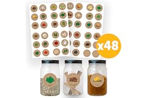 AVERY - Pochette de 48 Étiquettes Pour Bocaux à Épices Prêtes à L'Emploi, Impression Kraft, Format Rond 3,5 cm de Diamètre