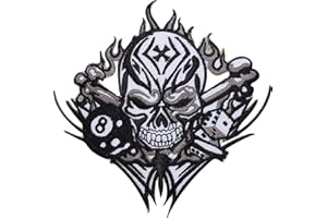 ELLU Parche bordado de calavera con 8 bolas para planchar o coser en la chaqueta de moto