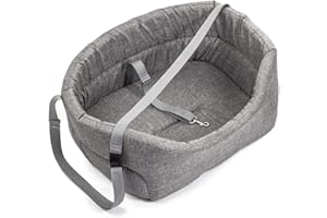 BOUTIQUE ZOO BoutiqueZoo uniwersalne siedzisko samochodowe dla psa, na przednie i tylne siedzenie pasażera, nadaje się do prania, odporne na ścieranie, legowisko i torba, rozmiar L: 56 x 48 cm, kolor szary – poliester: imitacja lnu