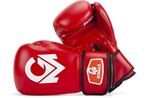GO MAX GoMax Leather Boxing Gloves 6,8,10,12,14,16 oz Boxing Glove for Training Punching Sparring Punching Boxing Bag Gloves Mitts Muay Thai Kickboxing MMA Martial Arts Workout Gloves
