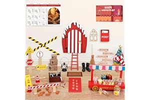 Elidepe Wichtel Zubehör, 43 PCS Wichtel Set Weihnachten Komplett, Wichteltür Set mit Baustelle und Backset, Adventskalender Füllung, Kleine Geschenke für Kinder, Wichteltür Set für Weihnachtsdeko