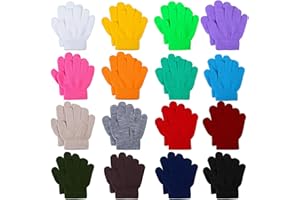 Tupa 16 Pairs Winter Kids Warm Magic Gloves Full Fingers Stretchy Knitted Gloves for Boys or Girls (Multicolor A, 1-2 Years)