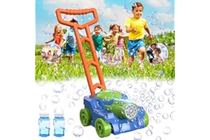 QDRAGON Máquina de Burbujas para Niños, Bubble Lawn Mower Kids Juguetes Bubble Mower con 2 Solución de Burbujas para Fiesta al Aire Libre Boda