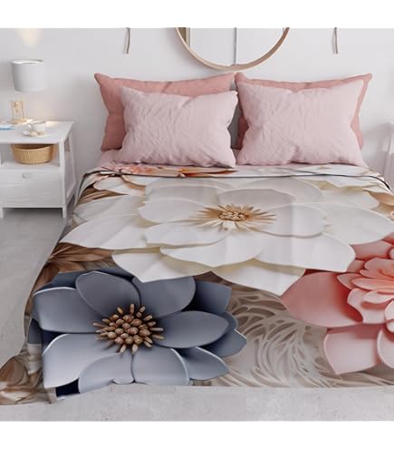 Telo Copritutto Multiuso 240x260 Cm - Fantasia Rosa Floreale, Cotone E Poliestere - Per Letti, Divani, Picnic - Foto 7