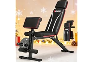 GIKPAL 360KG Hantelbank Klappbar Verstellbar, Multifunktion Trainingsbank mit Beincurler, Schrägbank, Bankdrücken Bank mit Verstellbar 7Fach Rückenlehne für Ihr Home-Gym Ganzkörper Krafttraining