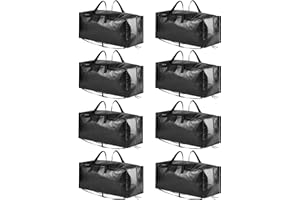 SpaceAid Heavy Duty Moving Bags, Extra Large Storage Totes W/Backpack Straps Strong Handles & Zippers, Alternative to Moving Boxes, Packing & Moving Supplies, Black (8 Pack)