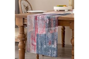 VELVHOM Runner Autunnale Moderno Beige Grigio Rosso Bianco Tovagliette in Lino Runner Pittura Arte Tavolo da Pranzo Decor Tovagliette per Sala da Pranzo Cene in Famiglia Vacanze Feste Runner 33x183 cm