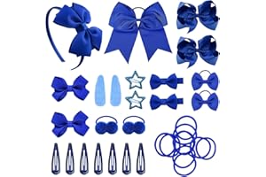 SKHAOVS Zestaw akcesoriów do włosów dla dziewcząt, niebieski, królewski błękit, zestaw akcesoriów do włosów, wstążka, kokardka, opaska na głowę, duża kokarda, akcesoria do włosów, dla dziewczyny,
