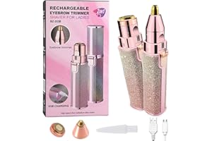 QKTYB Gesichtshaarentferner für frauen mit Licht 2-in-1 Wiederaufladbarer Augenbrauen trimmer & Bikini trimmer Elektrorasierer Trimmer Damen für Körper Gesichtshaare Lippen Kinn