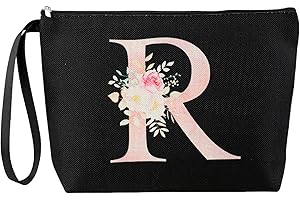 Blisswave Pochette Donna, Pochette Trucchi Personalizzata con Nome Dalla A alla Z, Cerniera In Metallo di Alta Qualità, Design di Stampa Raffinato, Foderata, Regali Personalizzati (Nero)