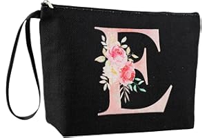 Blisswave Pochette Donna, Pochette Trucchi Personalizzata con Nome Dalla A alla Z, Cerniera In Metallo di Alta Qualità, Design di Stampa Raffinato, Foderata, Regali Personalizzati (Nero)