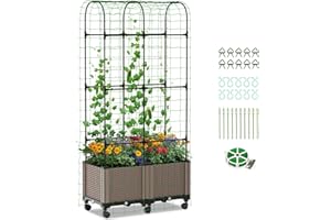 Ytaoeo Garten Pflanzkasten mit Rankgitter, 80x40x180cm Blumenkasten/Pflanzkübel mit Spalier für Kletterpflanzen, mit 10 Verschlüsse, 10 Clips, 1 Kunststoffkabel, 12 Kabelbinder