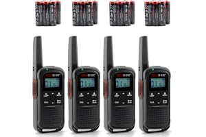 TechSide TechSide TS-T3 Go PMR446 Walkie Talkie, 16 Kanaler, 10 km Räckvidd, USB-C-laddning, med Laddningsbara Batterier, LED-ficklampa, 4-pack