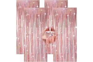 Qiuruoo 4 Stück Lametta Vorhang Rose Gold, Quastenförmige Glitzervorhang für Partydekoration, Geburtstagsdekoration, Hochzeitsbühnendekoration (1m*2m)