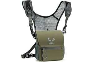 MOXULE Fernglas-Geschirr-Brustpack: Bino-Tasche mit magnetischem Deckel und Regenschutz für die Jagd