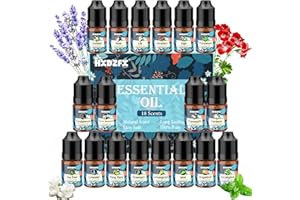 HXDZFX Essential Oils Set - 18 × 6ml 100% Natural Essential Oil, Essential Oils for Diffuser, Humidifier, Aromatherapy, Skin Care, Massage, Essential Oils for Candle Making, Soap