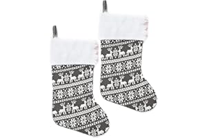‎HEITMANN DECO HEITMANN DECO 2er Set Nikolausstiefel zum Befüllen und Aufhängen - Nikolaus-Strumpf - grau/weiß mit weihnachtlichem Muster