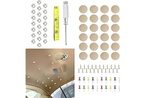 deemars 60pc Pulsante di Riparazione Della Testa del Tetto, Fissaggio Aautomatico dei Rivetti a Scatto con lo Strumento di Installazione, Decorazione Interna (Belge, Griglia)