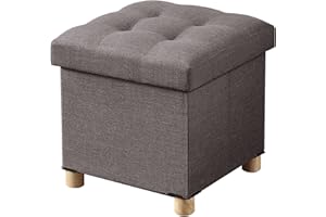 ‎BRIAN & DANY BRIAN & DANY Stool with Storage Space, Foldable Stool Bench with Storage Space, Cube Seat with Lid for Living Room, Bedroom, Dormitory, Brown, 38 x 38 x 38 cm
