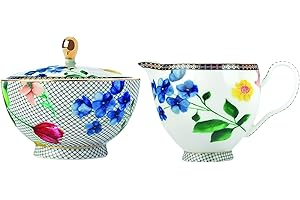 Maxwell & Williams Teas & C's - Jarra de leche y azucarero (porcelana, 2 unidades), diseño de concursas, color blanco