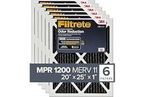 Filtrete MPR 1200 20 x 25 x 1 Allergen Defense Odor Reduction AC Furnace Air Filter, Guaranteed Airflow up to 90 days, Delivers Cleaner Air Throughout Your Home, 6-Pack