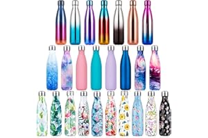 Lalafancy Bouteille d'eau en Acier Inoxydable sans BPA Réutilisable Thermos Double Paroi Isolée Sous Vide Gourde Isothermes - Froid 24h ou Chaud 12h - 350ml / 500ml /750ml