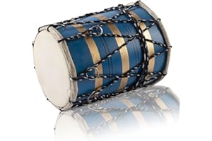 THE GREAT INDIAN BAZAAR Global Village Bazaar Tambour de tabla folklorique indien classique en bois et cuir fait à la main - Ensemble main percussion | Instruments de monde de musique punjabi dholak dholki -Multi,20 x 15 cms