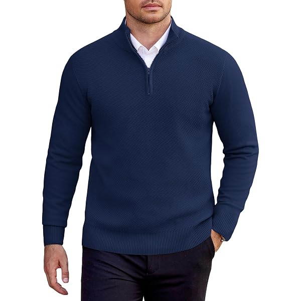Maglione Uomo Con Mezza Zip E Finto Collo Alto – Maniche Lunghe, Morbido, Lavorato A Maglia – Autunno/Inverno, Colori Classici - 2