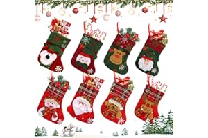 Dawumin Weihnachtsstrumpf Kinder, 8 Stück Nikolausstrumpf Kleine, Nikolaus Socken, Nikolausstiefel zum Befüllen, Weihnachtsstrümpfe Weihnachtssocken Deko (8pcs)