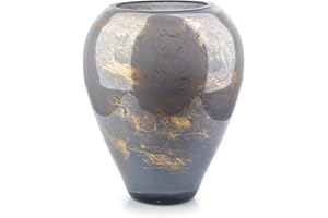 Terroso - Vase - Verre Gris soufflé à la Bouche - Aspect Luxueux, élégant et stylé - 33 cm de Haut - Aspect marbre - Vase à Fleurs