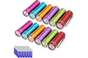 ‎KUNHE KunHe 12 Stück Mini Taschenlampe Set Kleine Taschenlampe für Mädchen Jungs Kinder mit 36 AAA Batterien mit Schlüsselband – Ideal als Mitbringsel Party Geschenke Kindergeburtstag Camping Gastgeschenke