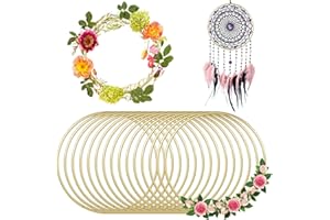 Lets Joy 15 Pezzi Cerchio in Metallo, 10cm Anelli in Metallo, Cerchio Acchiappasogni, Decorazioni per Matrimoni, Metallo Floreale Cerchio Anelli a Cerchio, Ghirlanda Floreale a Cerchio (Oro)