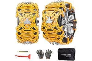 GOHHME 6 Piezas Cadenas de Nieve para Coche, Nuevo Juego de Cadenas de Coche Antideslizantes de Ajuste Universalde Nieve de E