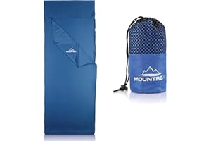 MOUNTREX® Saco de dormir de cabaña – Saco de dormir interior con cremallera completa (220 x 90 cm) – Saco de dormir de verano para exterior e interior, saco de dormir interior, tamaño pequeño y