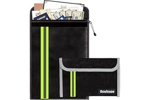 GOWINSEE Verbessert 2 Stück Feuerfeste und Wasserdichte Tasche(38x28.5cm, 20x13.5cm) Mehrschichtig Glasfasermaterial, Feuersichere wasserdichte Aktentasche für A4 Dokumente, Passport Bankdatei Geld Wertsachen