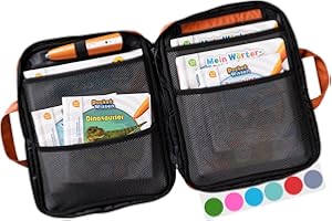 bunnyboo Sac TipToi - Espace pour jusqu'à 8 livres - Kit de démarrage TipToi avec insert pour stylo Tiptoi, câble TipToi et compartiment à piles - Sac pour stylo TipToi, Orange