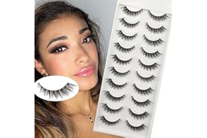 Pestañas Postizas Naturales 10 Pares, Pestañas Suaves y Esponjosas en 3D, 100% Pestañas Reutilizables Hechas a Mano Para Maquillaje de Ojos Natural lash by Obeyalash (009)