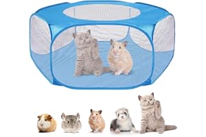 DAMOHONY Parc à Animaux Pliable Parc à Chiots, Parc Enclos pour Chien Interieur Extérieur Tente pour Animaux de Compagnie, imperméable et Respirant, pour Chats Lapins Hamsters Chinchillas hérisson (Bleu)