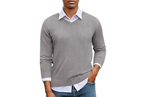 iClosam Maglione con Scollo a V da Uomo, Maglioni a Maniche Lunghe con Lavorazione a Contrasto, Pullover da Uomo in Misto Cotone Morbido e Caldo per Autunno e Inverno